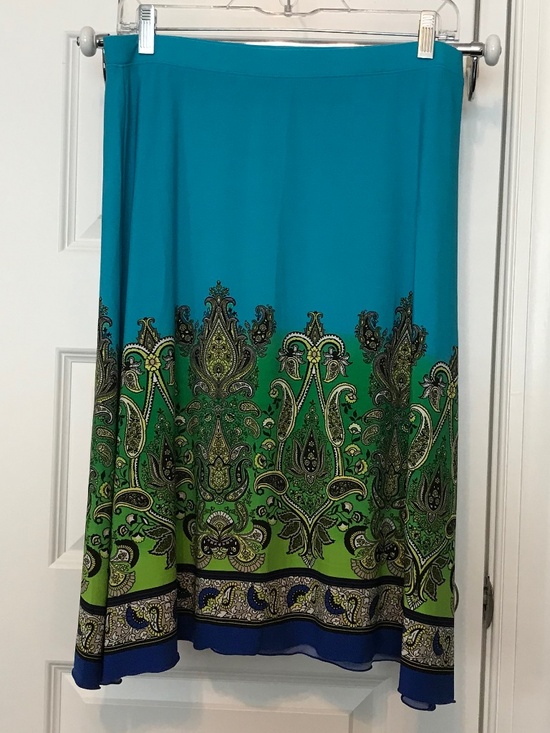 Versona Dresses & Skirts - Lightweight & flowy Versona midi skirt in turquoise blue & green paisley (S)
